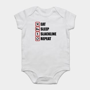 Eat Sleep Slackline Repeat Funny Slack Lining Quote Design Baby Bodysuit